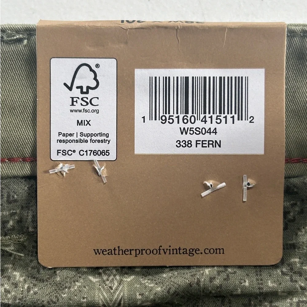 Weatherproof Vintage Chino Pants Slim Straight Stretch Twill Khaki 38W x 30L NEW